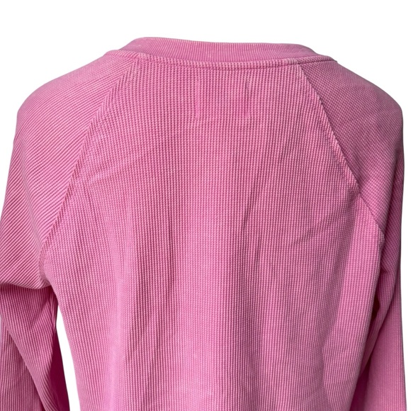 Sunnyside by SUNDRY Pink Stonewashed Waffle Knit Pullover Top, Sz Lg - Picture 8 of 14